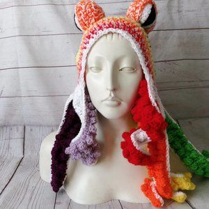 Tweed Rainbow Crochet Octopus Hat Adult Size